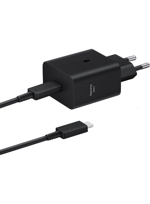 محول طاقة شاحن فائق السرعة PD بقوة 45 وات مع كابل USB-C إلى USB-C - اسود